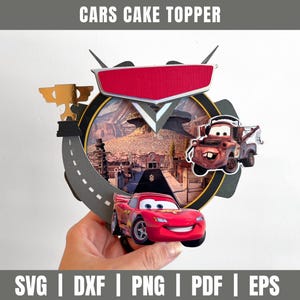 カーズ ケーキ トッパー SVG | 照明にインスパイアされたケーキ トッパー カット ファイル | カーズ パーティー DIY | テンプレート ケーキ トッパー カット ファイル | パーティー テンプレート