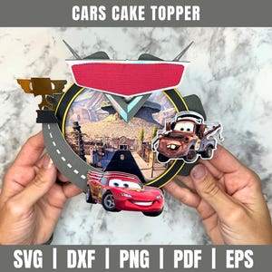カーズ ケーキ トッパー SVG | 照明にインスパイアされたケーキ トッパー カット ファイル | カーズ パーティー DIY | テンプレート ケーキ トッパー カット ファイル | パーティー テンプレート
