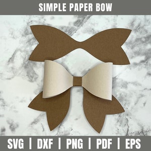 Arco simple de papel SVG / Archivo de corte de arco de papel / Plantilla de arco de papel 3D / Archivo de corte Cricut / Decoración de caja de favor / Decoración de invitación SVG / Arco