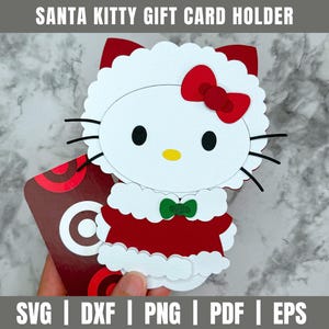 Portatarjetas de regalo de Santa Kitty SVG / Portatarjetas de regalo navideño SVG / Portatarjetas de regalo de película / Portatarjetas de regalo Svg / Archivo de corte de tarjeta de regalo