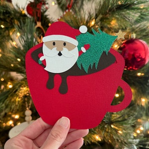 Porta-cartões de chocolate quente SVG | Natal SVG | Arquivo de corte de cartão de presente de feriado | Cartão de presente quente da caneca do cacau | Modelo de vale-presente de café SVG