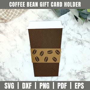 Porte-cartes cadeau café SVG DXF | Porte-cartes cadeau SVG Dxf | Tasse à café Svg | Grain de café svg dxf | Porte-cartes cadeau coupe fichier | Boire du café