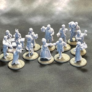 Tavern Miniature Set 1 (Boar&#39;s Rest Inn) 12 Model Set. Bartender, Patrons, Waitresses, Bard, Dancing Nobles, for DnD and Fantasy RPGs