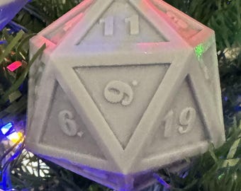 D20 Dice Christmas Ornament | DnD Holiday Ornament | RPG Tree Decor for Gamers