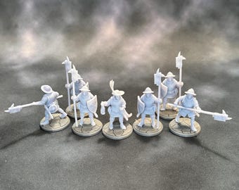 Town Guard Miniature Set – Resin RPG Miniatures, Halberd and Shield