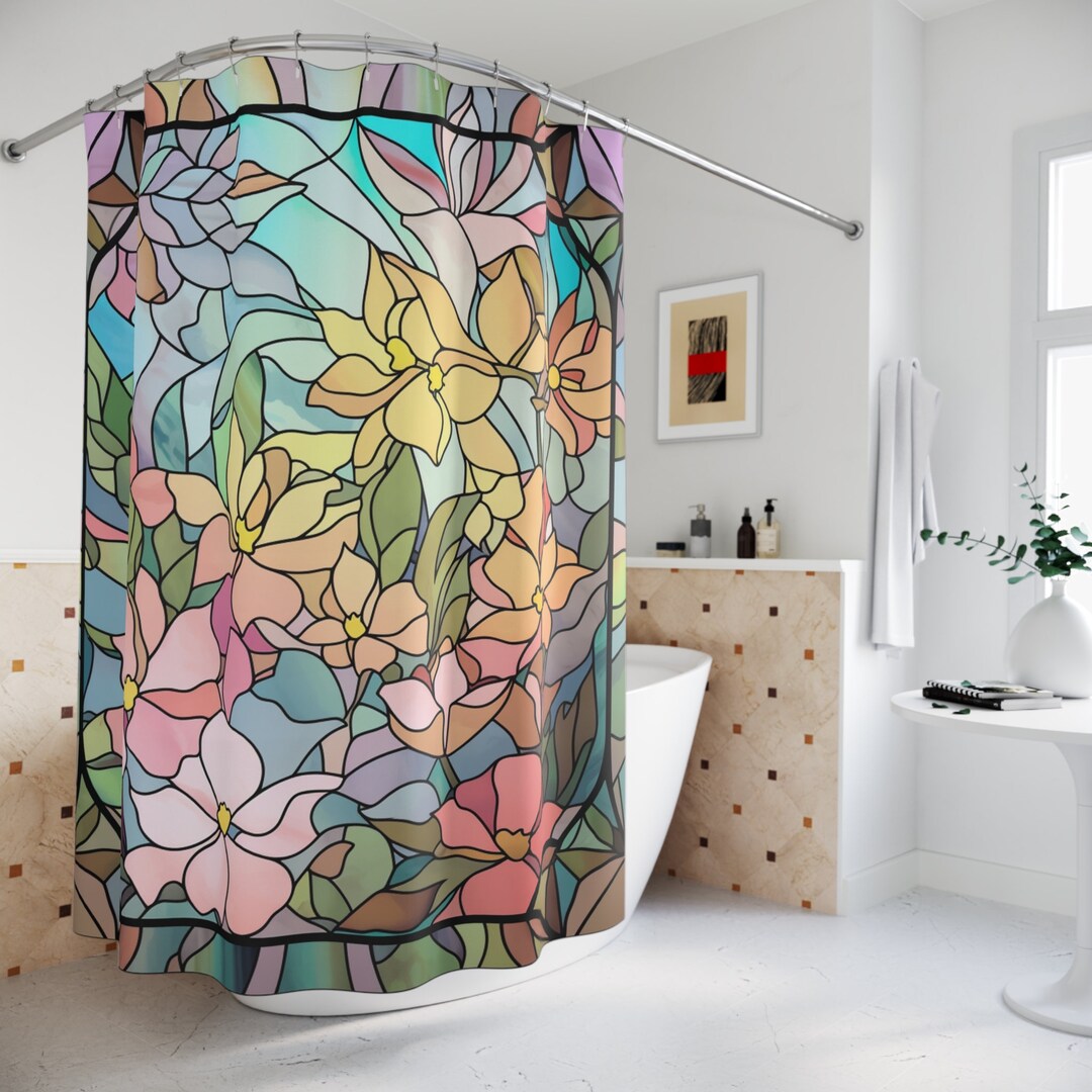 Stained Glass Shower Curtain Etsy