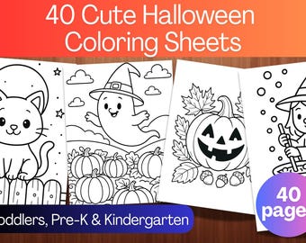 40 Halloween Coloring Pages – Kids Printable Activities (PDF Digital Download)