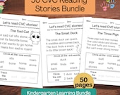 CVC Reading Stories Bundle: Phonics Worksheets, Kindergarten Learning (Digital Download)