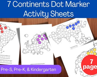 7 Continents Dot Marker Activity Sheets - Geography Learning Printables for Kids