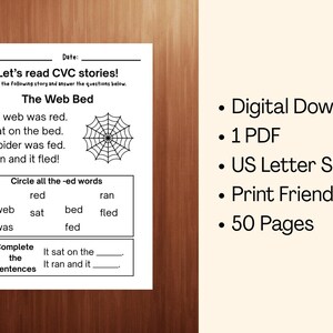 CVC Reading Stories Bundle: Phonics Worksheets, Kindergarten Learning (Digital Download) image 5