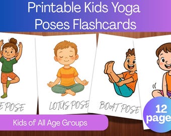 Kids Yoga Poses Flashcards: Illustrated Yoga Cards for Children (Digital Download)