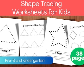 Shape Tracing Worksheets for Kids | Preschool Learning Activities | Basic Shapes Practice | Kindergarten Homeschool Printables