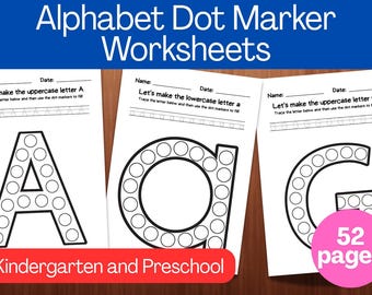 Alphabet Dot Marking Worksheets - A-Z Uppercase & Lowercase - Preschool Learning Printables - Fine Motor Skills Practice