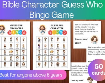 Bible Character Bingo Game: Sunday School Christian Learning (Printable Digital Download)