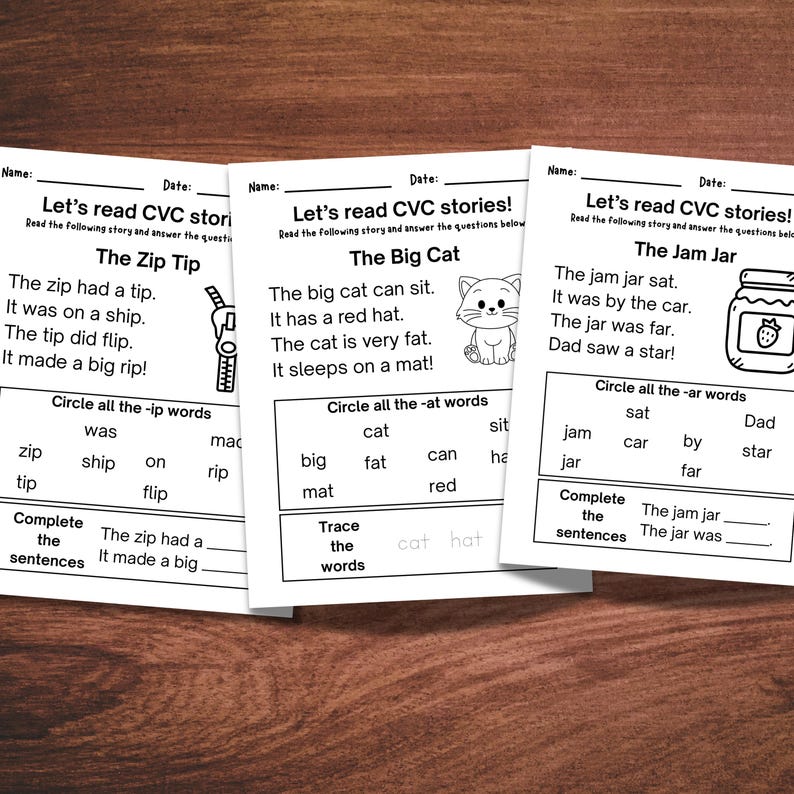 CVC Reading Stories Bundle: Phonics Worksheets, Kindergarten Learning ...