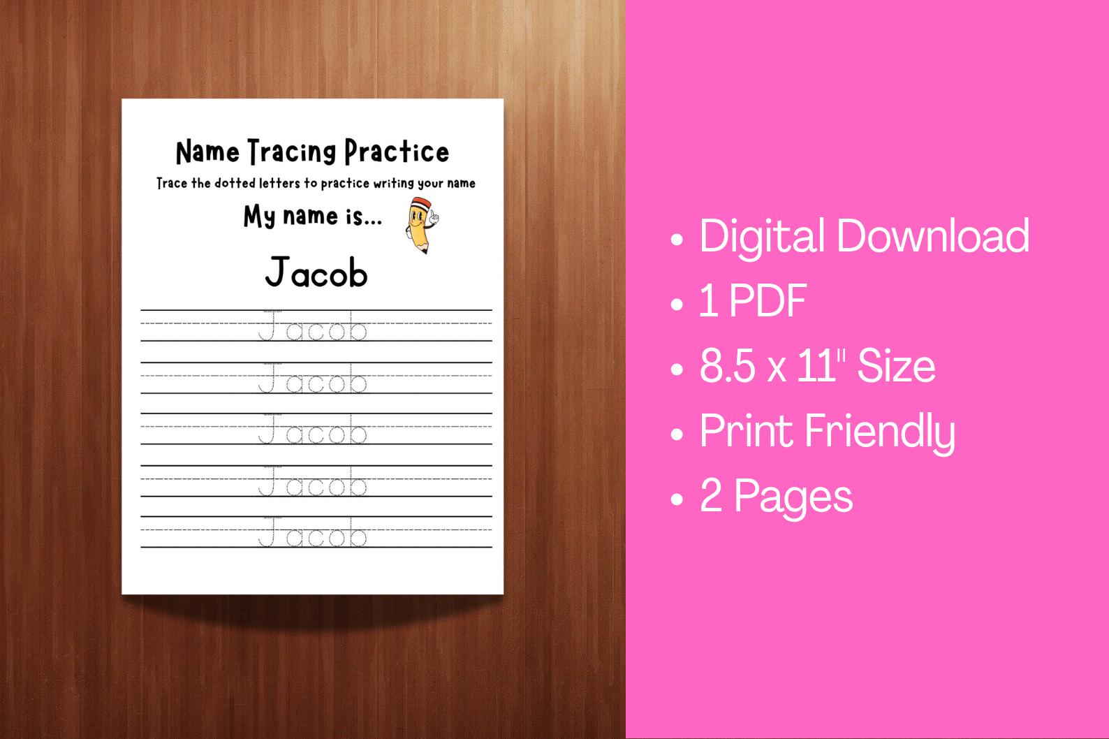 Personalized Name Tracing Worksheet: Handwriting Practice (PDF Download ...
