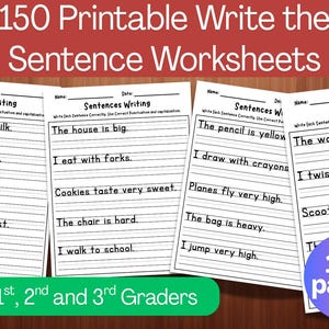 1st-3rd Grade Sentence Writing Practice Worksheets: 150 Printable Activities (PDF Download)
