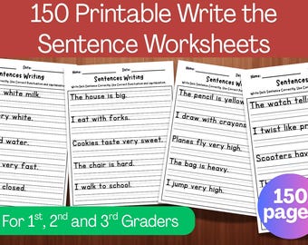 1st-3rd Grade Sentence Writing Practice Worksheets: 150 Printable Activities (PDF Download)