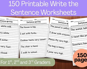 1st-3rd Grade Sentence Writing Practice Worksheets: 150 Printable Activities (PDF Download)