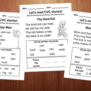 CVC Reading Stories Bundle: Phonics Worksheets, Kindergarten Learning (Digital Download) image 4