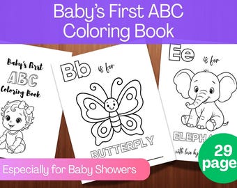 Baby Shower ABC Coloring Book: Guest Book Alternative (Digital Download, Multiple Sizes)