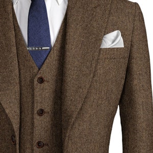 Mens 3 Piece Suit Tweed Herringbone Stunning Peaky Blinders Tom Shelby High Quality image 7