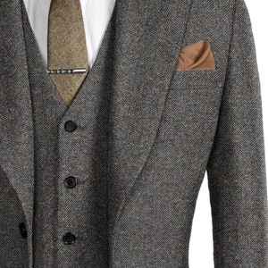 Mens 3 Piece Suit Tweed Herringbone Stunning Peaky Blinders Tom Shelby High Quality image 3