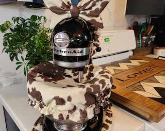 Batidora de pie Brown Cow con lazo, tapa para tazón y almohadilla para electrodomésticos