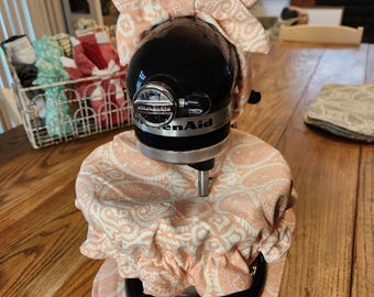 Batidora de pie con estampado de cachemira rosa con tapa para tazón, almohadilla para electrodomésticos y lazo opcional