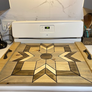 Wood Stove Top Cover l Noodle Board l Kitchen Decor l Barnwood Quilt Stove Top Cover
