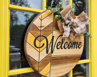 Handcrafted Engraved Welcome Sign Door Hanger