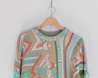 Vintage Coogi Sweater - Global Hip Hop Multi Color Pattern - Cotton