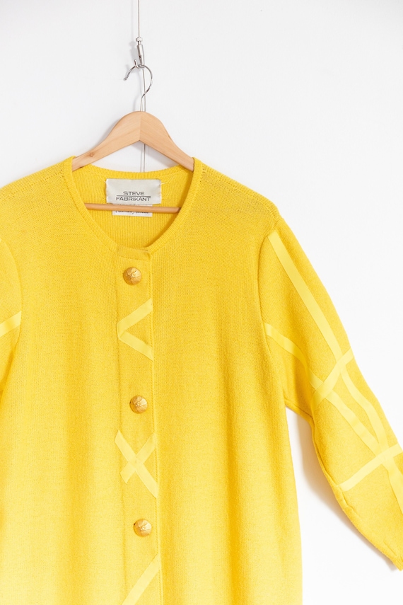 80’s Hot Pink Gold Button Down Cardigan Sweater by Steve Fabrikant Neiman Marcus