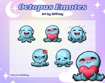 Emote Kawaii Polpo azzurro - Twitch, Discord, Youtube