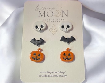 Multipack of Halloween Stud Earrings, Polymer Clay
