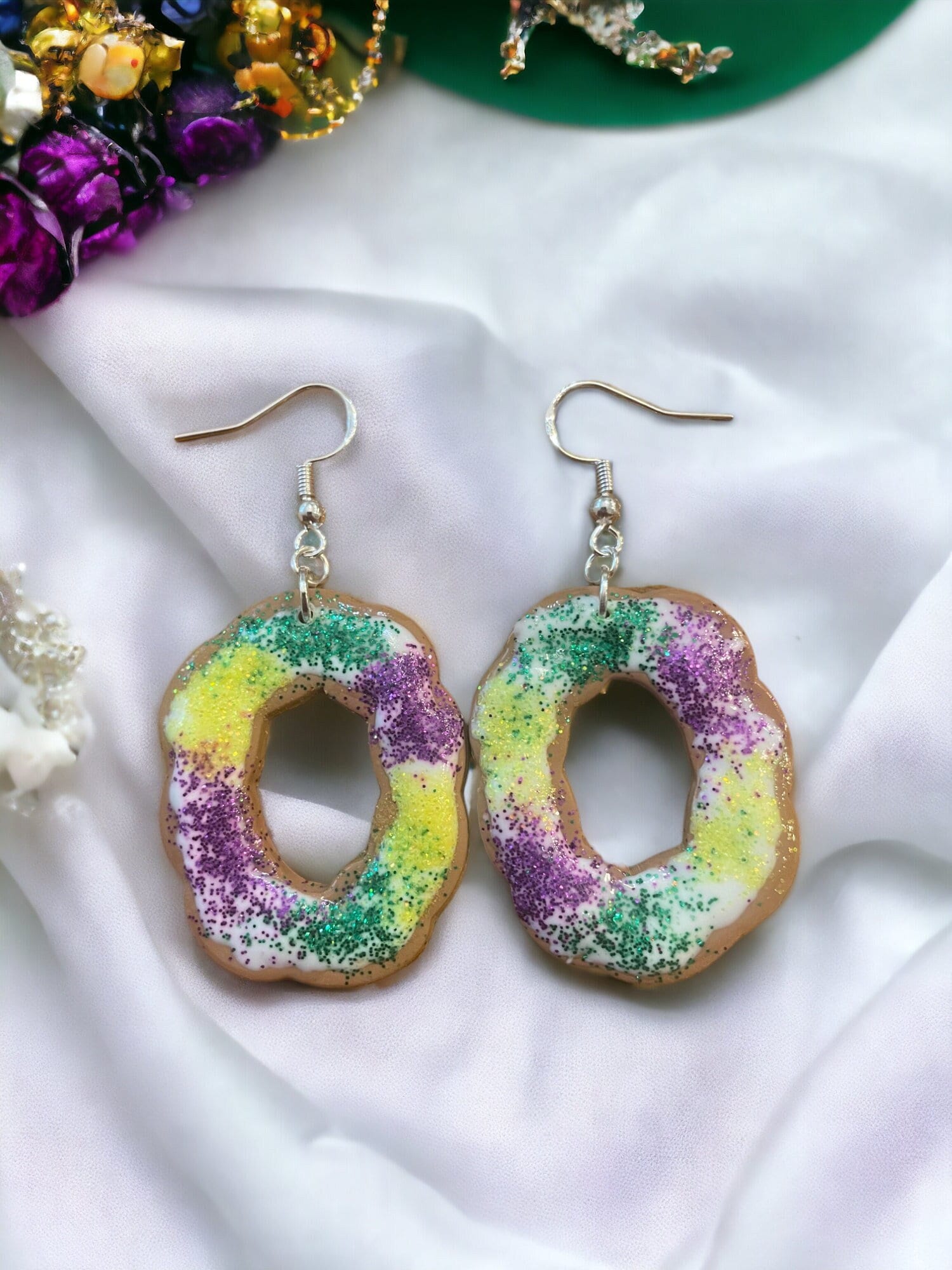 King Cake Earrings, Mardi Gras, Polymer Clay Etsy