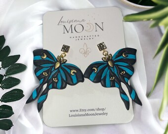 Black Moth Clay Earrings