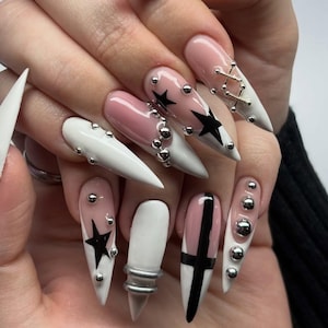 Stickers Nail Art Noël - Boules Et étoiles Blanc & Doré - Autocollants Ongles Festifs