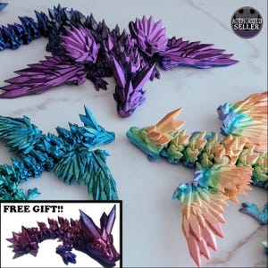 Articulated Crystal Winged Dragon - Gem Dragon figurine, Winged Dragon, Desk Decor, Child Room Decor, Handmade Childrens Toy, Wing Dragon