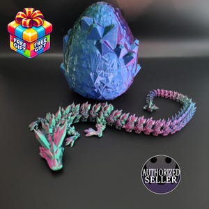 Articulated Crystal Dragon with Egg - Dragon figurine, Dragon Egg, Desk Decor, Child Room Decor, Handmade Childrens Toy, Bookshelf Decor