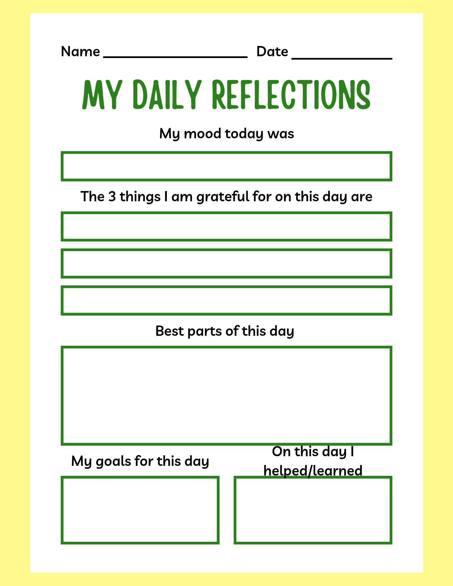 My Daily Reflection Kids Journal Entry Pages Etsy my-daily-reflection-kids-journal-entry-pages-etsy