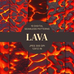 10 Lava Seamless Pattern, Lava Pattern, Red lava, Fire,Lava Digital Papers, Commercial use, Packaging, Volcano, Digital Papers, Scrapbook