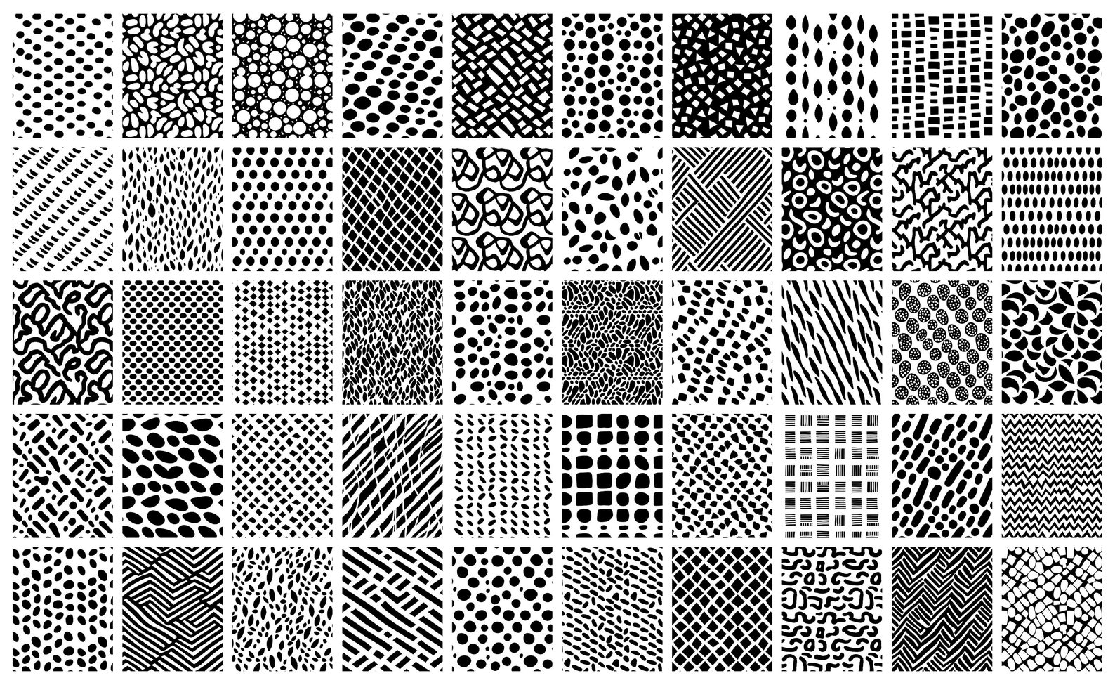 100 Vector Seamless Designs, SVG, BW, Asymmetric Patterns, Scrapbook ...