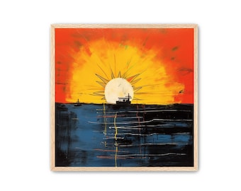 Sun and Water Painting Sunset Art Street Painting Abstract Painting Poster Print Wall Art Graffiti Art Home/Office Decor Gift
