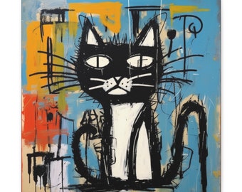 Graffiti Cat Canvas – Neo Expressionist Urban Art Print
