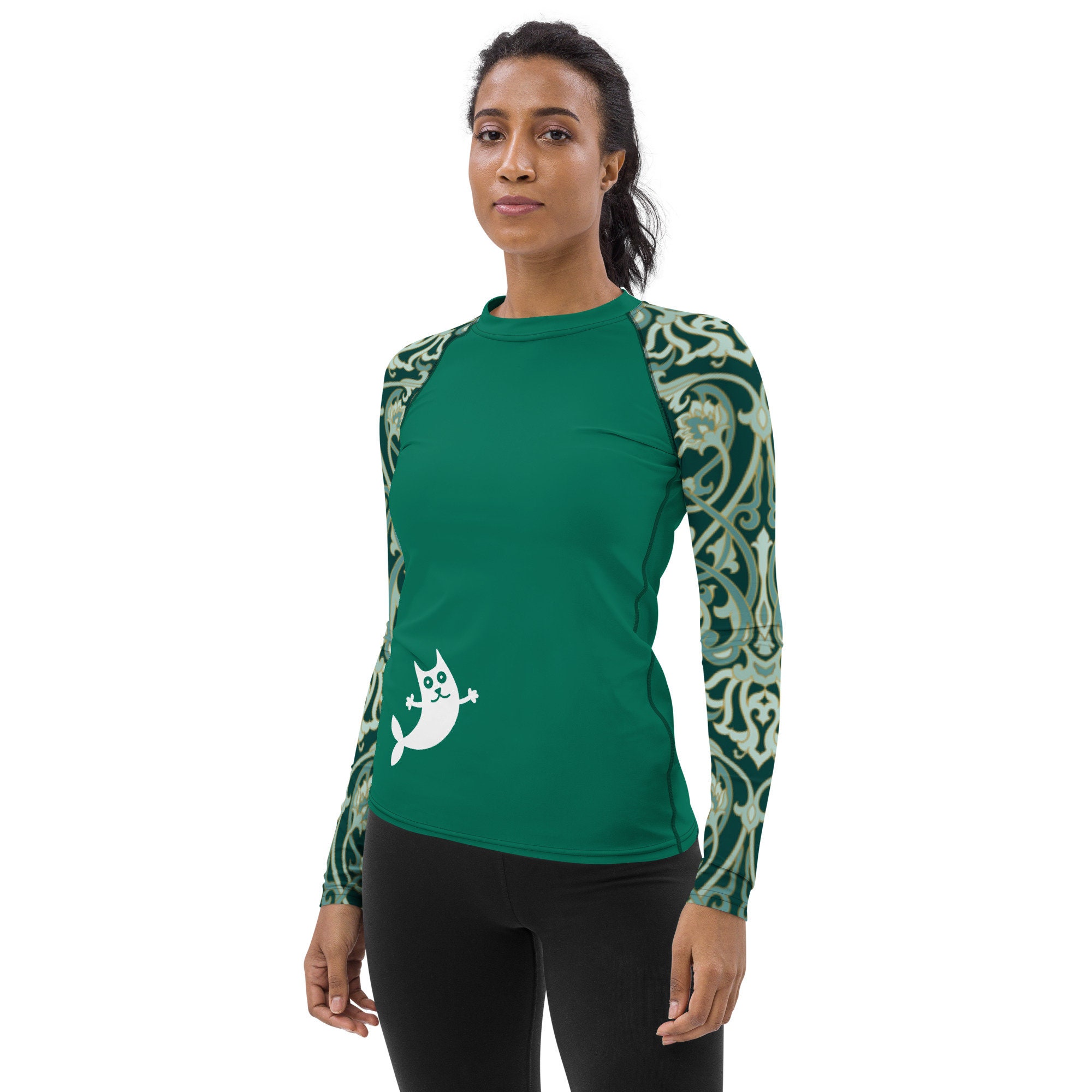 Green Cat Monster Women's Rash Guard Etsy Australia