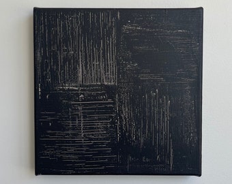 Square Abstract Texture Art: Moody Geometric Original Painting