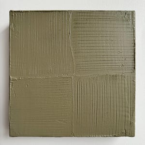 10”x10” olive green small abstract texture canvas painting | stylish wall art