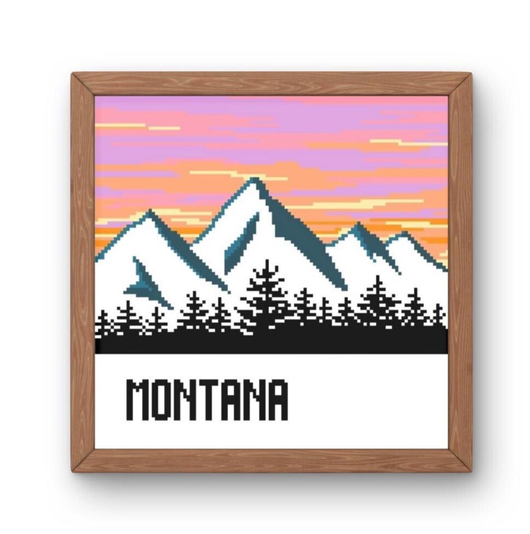 Montana Sunset Cross Stitch Pattern PDF | Mountain Landscape | Modern ...