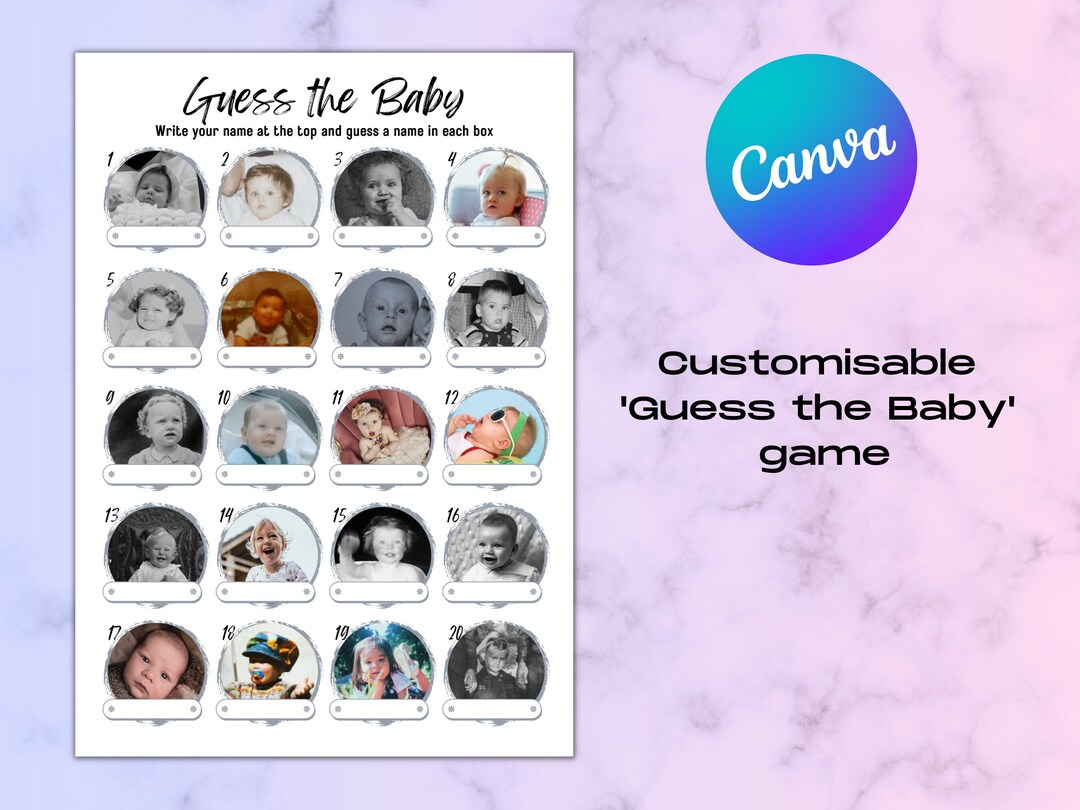 Fun Baby Shower Party Game, Guess the Baby Picture Game, Guess the Baby